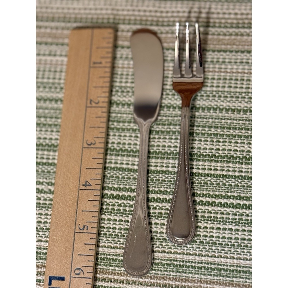 Towle Beaded 18/10 Stainless Steel 4 Forks 3 Butter Knives Cocktail Set Vietnam - Picture 8 of 8